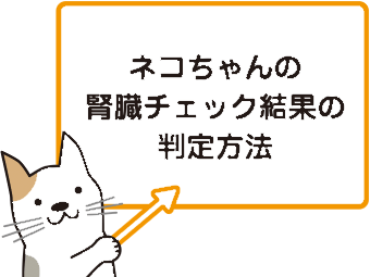 ネコちゃんの腎臓チェック結果の判定方法